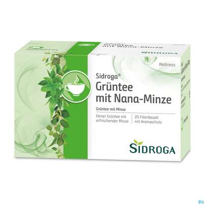 Sie sehen eine Packung Sidroga Tee Doppelkammerbeutel Wellness Gruentee +nana-minze 20st, Produktbild: 02 Sidroga Tee Doppelkammerbeutel Wellness Gruentee +nana-minze 20st, A-Nr.: 4089988 - 02