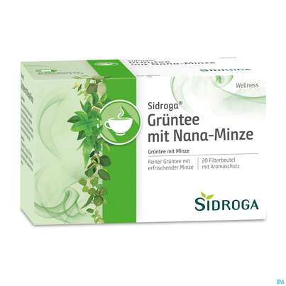 Sie sehen eine Packung Sidroga Tee Doppelkammerbeutel Wellness Gruentee +nana-minze 20st, Produktbild: 03 Sidroga Tee Doppelkammerbeutel Wellness Gruentee +nana-minze 20st, A-Nr.: 4089988 - 03