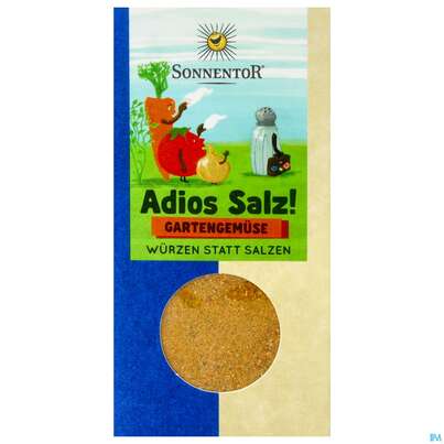 Sie sehen eine Packung Sonnentor Adios Salz Gemuesemischung Gartengemuese 01214 55g, Produktbild: 01 Sonnentor Adios Salz Gemuesemischung Gartengemuese 01214 55g, A-Nr.: 5691581 - 01
