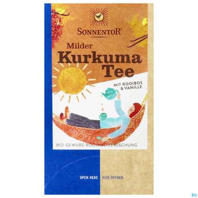 Sie sehen eine Packung Sonnentor Kurkuma/tee Bio Mild Beutel 02523 18st, Produktbild: 01 Sonnentor Kurkuma/tee Bio Mild Beutel 02523 18st, A-Nr.: 4541425 - 01