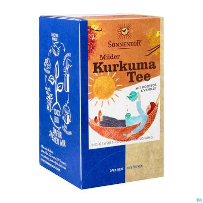 Sie sehen eine Packung Sonnentor Kurkuma/tee Bio Mild Beutel 02523 18st, Produktbild: 04 Sonnentor Kurkuma/tee Bio Mild Beutel 02523 18st, A-Nr.: 4541425 - 04