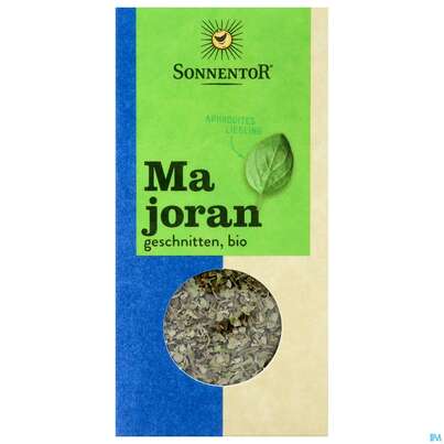 Sie sehen eine Packung Sonnentor Majoran Geschnitten Bio 00668 10g, Produktbild: 01 Sonnentor Majoran Geschnitten Bio 00668 10g, A-Nr.: 5227990 - 01