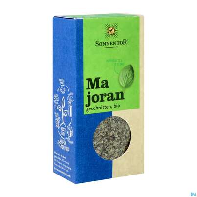 Sie sehen eine Packung Sonnentor Majoran Geschnitten Bio 00668 10g, Produktbild: 04 Sonnentor Majoran Geschnitten Bio 00668 10g, A-Nr.: 5227990 - 04