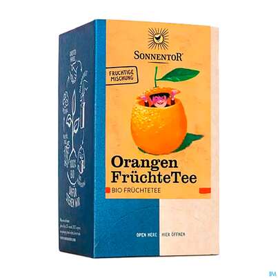 Sie sehen eine Packung Sonnentor Doppelkammerbeutel/bio Orangenfruechtetee 32,4g 02309 18st, Produktbild: 01 Sonnentor Doppelkammerbeutel/bio Orangenfruechtetee 32,4g 02309 18st, A-Nr.: 5804915 - 01