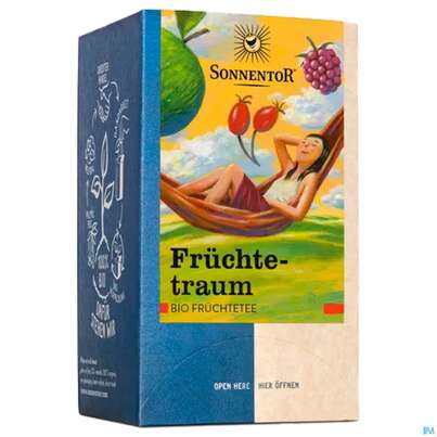 Sie sehen eine Packung Sonnentor Tee/bio Fruechtetraum 02549 18st, Produktbild: 04 Sonnentor Tee/bio Fruechtetraum 02549 18st, A-Nr.: 3574658 - 04