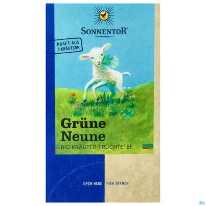 Sie sehen eine Packung Sonnentor Tee/bio/doppelkammerbeutel Gruene Neune 27g 02585 18st, Produktbild: 01 Sonnentor Tee/bio/doppelkammerbeutel Gruene Neune 27g 02585 18st, A-Nr.: 5048365 - 01