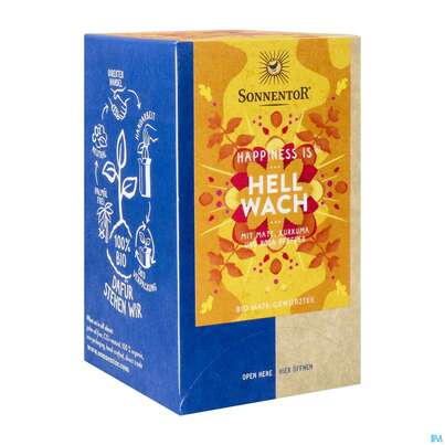 Sie sehen eine Packung Sonnentor Tee/bio Happiness Is Tee Hellwach 02588 18st, Produktbild: 04 Sonnentor Tee/bio Happiness Is Tee Hellwach 02588 18st, A-Nr.: 4899397 - 04