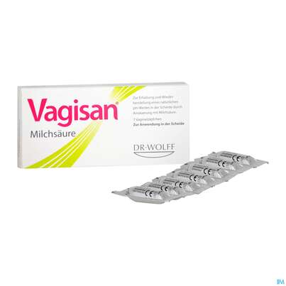 Sie sehen eine Packung Vagisan Milchsaeure Vaginalzaepfchen 7st, Produktbild: 04 Vagisan Milchsaeure Vaginalzaepfchen 7st, A-Nr.: 4089474 - 04