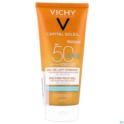 Sie sehen eine Packung Sonnenprodukte Vichy Ideal Soleil Wet Gel-milch Lsf 50 200ml, Produktbild: 01 Sonnenprodukte Vichy Ideal Soleil Wet Gel-milch Lsf 50 200ml, A-Nr.: 4400825 - 01