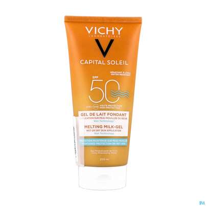 Sie sehen eine Packung Sonnenprodukte Vichy Ideal Soleil Wet Gel-milch Lsf 50 200ml, Produktbild: 02 Sonnenprodukte Vichy Ideal Soleil Wet Gel-milch Lsf 50 200ml, A-Nr.: 4400825 - 02