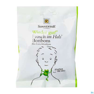 Sie sehen eine Packung Sonnentor Bio Bonbons Frosch Im Hals Wieder Gut 01205 50g, Produktbild: 02 Sonnentor Bio Bonbons Frosch Im Hals Wieder Gut 01205 50g, A-Nr.: 5616740 - 02
