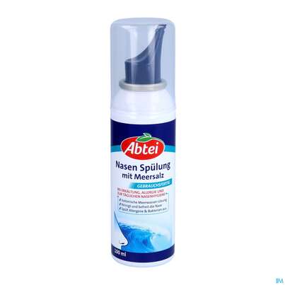 Sie sehen eine Packung Nasen Spuelung Abtei 100% Nat.meersalz O.kons Ab 3 Jahren 50000 100ml, Produktbild: 06 Nasen Spuelung Abtei 100% Nat.meersalz O.kons Ab 3 Jahren 50000 100ml, A-Nr.: 5214680 - 06