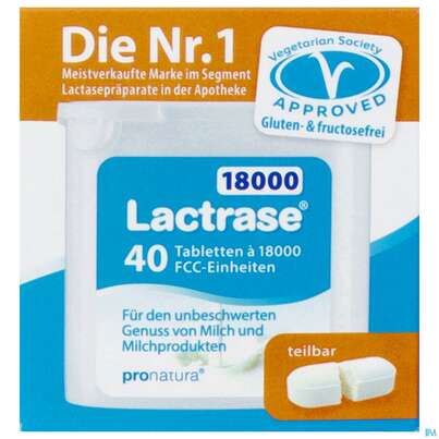 Sie sehen eine Packung Lactrase Tabl/im Spender 18.000 Fcc -pro Natura 40st, Produktbild: 01 Lactrase Tabl/im Spender 18.000 Fcc -pro Natura 40st, A-Nr.: 4545475 - 01