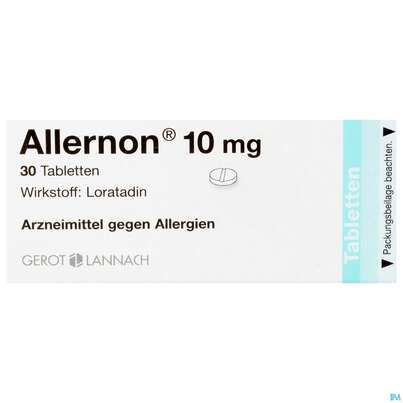 Sie sehen eine Packung Allernon Tabl 10mg 30st, Produktbild: 01 Allernon Tabl 10mg 30st, A-Nr.: 2440683 - 01