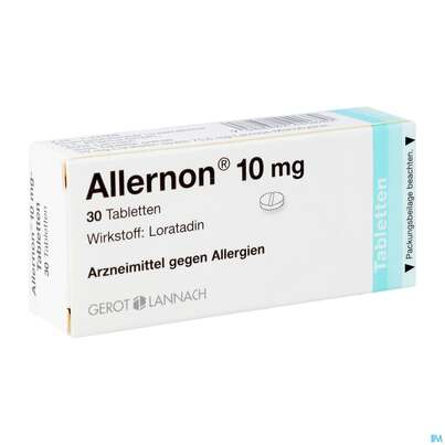 Sie sehen eine Packung Allernon Tabl 10mg 30st, Produktbild: 02 Allernon Tabl 10mg 30st, A-Nr.: 2440683 - 02