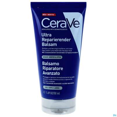 Sie sehen eine Packung Cerave Ultra Reparierender Balsam 50ml, Produktbild: 01 Cerave Ultra Reparierender Balsam 50ml, A-Nr.: 5829967 - 01