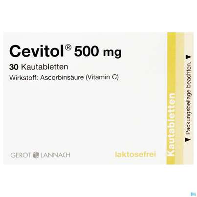 Sie sehen eine Packung Cevitol Kautalb 500mg 30st, Produktbild: 01 Cevitol Kautalb 500mg 30st, A-Nr.: 0088012 - 01