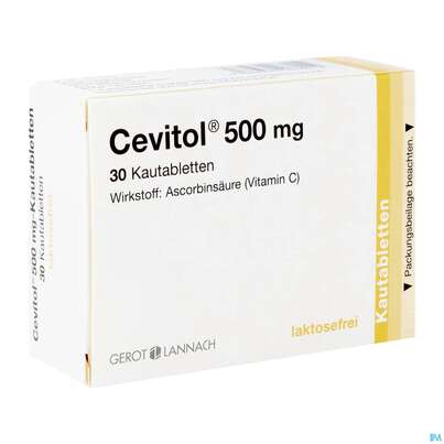 Sie sehen eine Packung Cevitol Kautalb 500mg 30st, Produktbild: 02 Cevitol Kautalb 500mg 30st, A-Nr.: 0088012 - 02