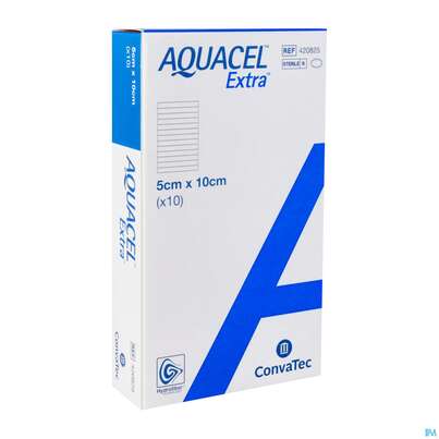 Sie sehen eine Packung Convatec Aquacel Extra 5x10 Cm, Produktbild: 02 Convatec Aquacel Extra 5x10 Cm, A-Nr.: 4154065 - 02