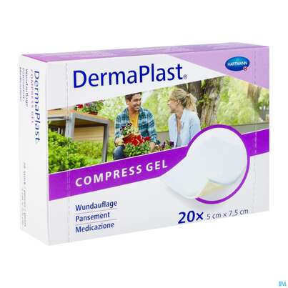 Sie sehen eine Packung Dermaplast Compress Gel 5x7,5cm 20st, Produktbild: 02 Dermaplast Compress Gel 5x7,5cm 20st, A-Nr.: 4337162 - 02