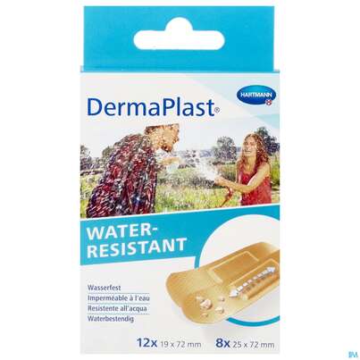 Sie sehen eine Packung Wundpflaster Dermaplast/water Resistant Strips 2 Groessen 20st, Produktbild: 01 Wundpflaster Dermaplast/water Resistant Strips 2 Groessen 20st, A-Nr.: 3047255 - 01