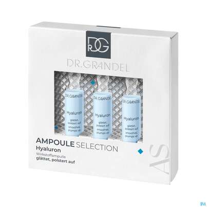 Sie sehen eine Packung Dr.grandel Professional Collection Ampulle 3x3ml Hyaluron 41672 9ml, Produktbild: 01 Dr.grandel Professional Collection Ampulle 3x3ml Hyaluron 41672 9ml, A-Nr.: 3990575 - 01