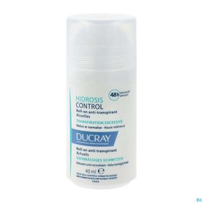 Sie sehen eine Packung Ducray Hidrosis Control Roll-on Anti-transpirant Neu 40ml, Produktbild: 02 Ducray Hidrosis Control Roll-on Anti-transpirant Neu 40ml, A-Nr.: 5724174 - 02