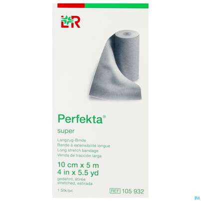 Sie sehen eine Packung Elastische Binden Perfekta Langzug Super 5mx 10cm Ep 1st, Produktbild: 01 Elastische Binden Perfekta Langzug Super 5mx 10cm Ep 1st, A-Nr.: 4591512 - 01