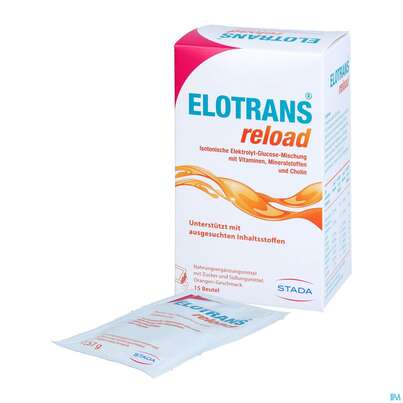 Sie sehen eine Packung Elotrans Reload Pulver Orange Beute 15st, Produktbild: 08 Elotrans Reload Pulver Orange Beute 15st, A-Nr.: 5724406 - 08