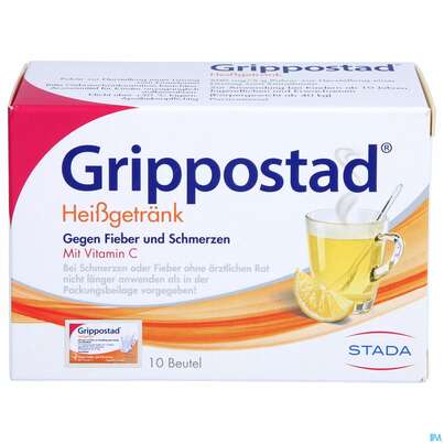 Sie sehen eine Packung Grippostad Heissgetraenk Pulver Beutel 10st, Produktbild: 01 Grippostad Heissgetraenk Pulver Beutel 10st, A-Nr.: 2436730 - 01