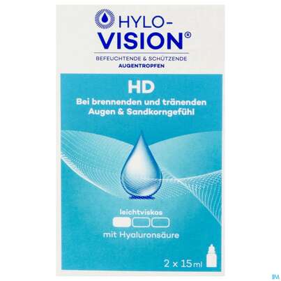 Sie sehen eine Packung Augentropfen Hylo-vision Hd 15ml 2st, Produktbild: 01 Augentropfen Hylo-vision Hd 15ml 2st, A-Nr.: 3829503 - 01