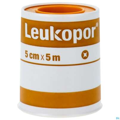 Sie sehen eine Packung Wundpflaster Leukopor Rollenpflaster 5mx 5cm 0247400 1st, Produktbild: 01 Wundpflaster Leukopor Rollenpflaster 5mx 5cm 0247400 1st, A-Nr.: 5020556 - 01