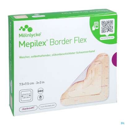 Sie sehen eine Packung Schaumverband Mepilex/flexibel Border 7,5x 7,5cm 10st, Produktbild: 06 Schaumverband Mepilex/flexibel Border 7,5x 7,5cm 10st, A-Nr.: 4802268 - 06