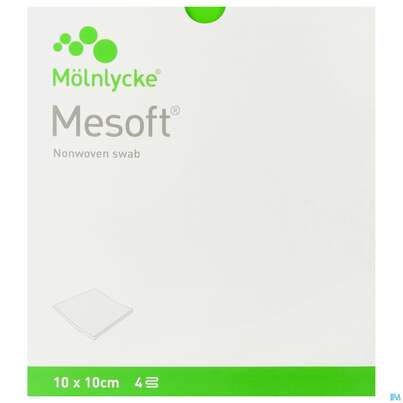 Sie sehen eine Packung Vlieskompressen Mesoft/set Steril 10x 10cm 10x2 20st, Produktbild: 01 Vlieskompressen Mesoft/set Steril 10x 10cm 10x2 20st, A-Nr.: 3322767 - 01