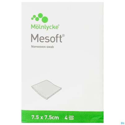 Sie sehen eine Packung Vlieskompressen Mesoft Unsteril 7,5x 7,5cm 100st, Produktbild: 01 Vlieskompressen Mesoft Unsteril 7,5x 7,5cm 100st, A-Nr.: 1652207 - 01