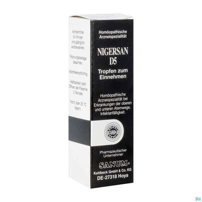 Sie sehen eine Packung Nigersan Tropfen D5 10ml, Produktbild: 02 Nigersan Tropfen D5 10ml, A-Nr.: 0991700 - 02