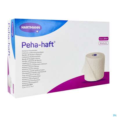 Sie sehen eine Packung Peha-haft Fixierbinde/latexfrei 20mx 6cm 6st, Produktbild: 02 Peha-haft Fixierbinde/latexfrei 20mx 6cm 6st, A-Nr.: 3328356 - 02