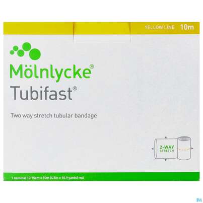 Sie sehen eine Packung Schlauchverband Tubifast Elast.gazeverband Gelb F Kopf,oberschenk. Kinderkoerper 10m, Produktbild: 01 Schlauchverband Tubifast Elast.gazeverband Gelb F Kopf,oberschenk. Kinderkoerper 10m, A-Nr.: 1652638 - 01