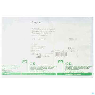 Sie sehen eine Packung Wundauflagen Stepcel/gazelin Steril Gr 3 25st, Produktbild: 01 Wundauflagen Stepcel/gazelin Steril Gr 3 25st, A-Nr.: 0986573 - 01