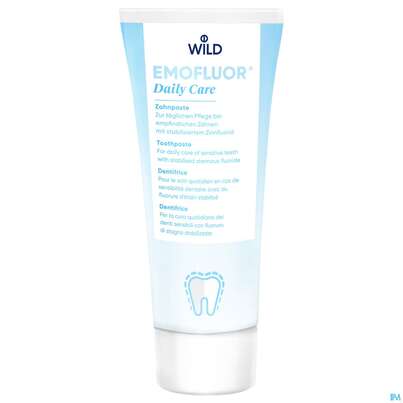 Sie sehen eine Packung Zahnpaste Emofluor Daily Care 75ml, Produktbild: 01 Zahnpaste Emofluor Daily Care 75ml, A-Nr.: 3090156 - 01