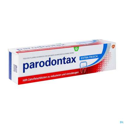 Sie sehen eine Packung Zahnpaste Parodontax Extra Frisch 75ml, Produktbild: 02 Zahnpaste Parodontax Extra Frisch 75ml, A-Nr.: 4127080 - 02
