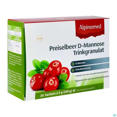 Sie sehen eine Packung D-mannose Trinkgranulat -alpinamed Preiselbeer Sachets 20st, Produktbild: 02 D-mannose Trinkgranulat -alpinamed Preiselbeer Sachets 20st, A-Nr.: 5451782 - 02