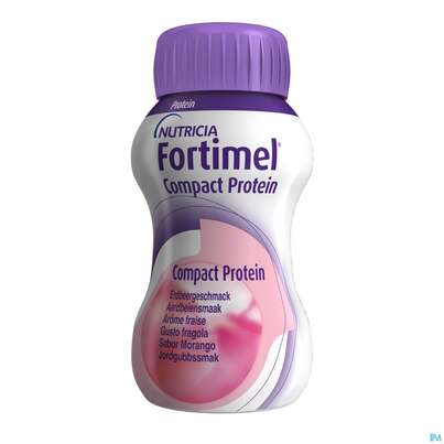 Sie sehen eine Packung Fortimel/protein 200ml 1,5kcal Erdbeere 4st, Produktbild: 06 Fortimel/protein 200ml 1,5kcal Erdbeere 4st, A-Nr.: 4303312 - 06