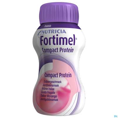 Sie sehen eine Packung Fortimel/protein 200ml 1,5kcal Erdbeere 4st, Produktbild: 07 Fortimel/protein 200ml 1,5kcal Erdbeere 4st, A-Nr.: 4303312 - 07