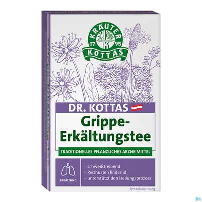 Sie sehen eine Packung Dr.Kottas Tee Grippe-erkaeltung 20st, Produktbild: 01 Dr.Kottas Tee Grippe-erkaeltung 20st, A-Nr.: 3886122 - 01