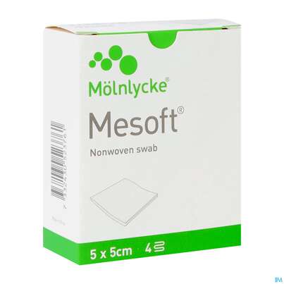 Sie sehen eine Packung Vlieskompressen Mesoft/set Steril 5x 5cm 10x2 20st, Produktbild: 02 Vlieskompressen Mesoft/set Steril 5x 5cm 10x2 20st, A-Nr.: 3322744 - 02