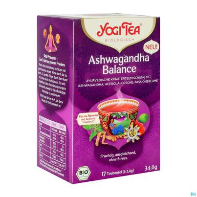 Sie sehen eine Packung Yogi Tea Bio Ashwagandha Balance 17st, Produktbild: 02 Yogi Tea Bio Ashwagandha Balance 17st, A-Nr.: 5750125 - 02