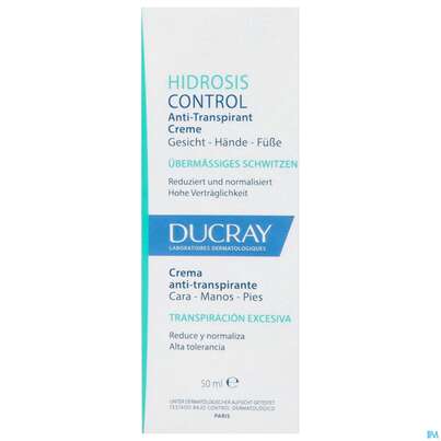 Sie sehen eine Packung Ducray Hidrosis Control Fuss-hand +gesicht Creme Anti-transpirant Neu 50ml, Produktbild: 01 Ducray Hidrosis Control Fuss-hand +gesicht Creme Anti-transpirant Neu 50ml, A-Nr.: 5724180 - 01