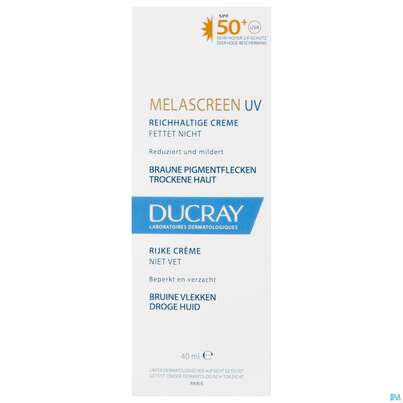 Sie sehen eine Packung Ducray Melasceren Uv Reichhaltige Creme Lsf 50+ 40ml, Produktbild: 01 Ducray Melasceren Uv Reichhaltige Creme Lsf 50+ 40ml, A-Nr.: 3432929 - 01