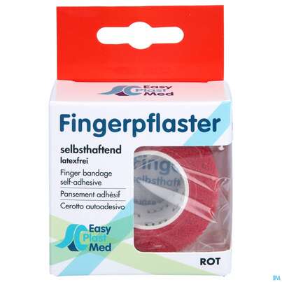 Sie sehen eine Packung Easyplast Med Fingerpflaster 2,5cmx 5m Rot 1st, Produktbild: 01 Easyplast Med Fingerpflaster 2,5cmx 5m Rot 1st, A-Nr.: 5723708 - 01